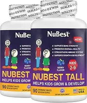 NuBest Tall Kids - Supports Kids' Height, Bone Growth & Immunity - Multivitamins & Minerals for Kids Ages 2 to 9 - Chewable Berry Tablets (Pack of 2 - NuBest Tall Kids 90)