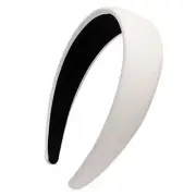 LONEEDY 1.7 Inch Leather Hard Headband Wide Headband Padded Headband White