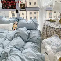 在飛比找蝦皮商城精選優惠-【拾全】10色 奶油系少女心荷葉邊床包组 素色床包四件組 床