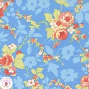 Moda FRUIT COCKTAIL 20460 13 Blue Aqua Floral FIG TREE Quilt Fabric