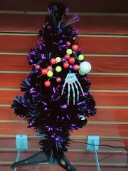 3ft Unlit Black Christmas Tree, Artificial Halloween Tree, Premium Small Xmas