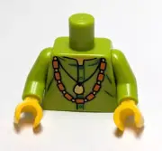 Lego - Minifigure Torso - Lime Green, Necklace, Buttons