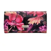 Leather Wallet, Cynthia Pink Floral Print Large Leather Wallet, Serenade.