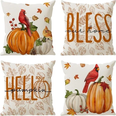 Fall Pillow Covers Bless Our Home 18" x (Pack of 4), Colored