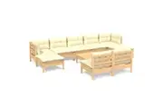 vidaXL Solid Pinewood Garden Lounge Set 10 Piece with Cushions Multi Colours