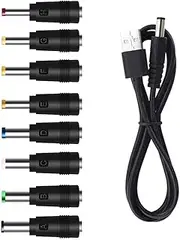 GutReise USB to DC Power Cable,8 Connectors Adapter for HUB Splitter,Mini Fans,DJ Controller, LED Lights, Electronic Devices Routers Speakers LCD CCTV Cameras TV Box (8 Connectors Adapter)