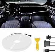 Miisiya El Wire Car LED Interior Strip Light 5V USB Dashboard LED Lights LED Trim Lights for Car Atmosphere Lights Ambient Lighting Kit (5M/16.5FT, White)
