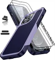 [ymxdmd] Heavy Duty Case for Apple iPhone 13 Pro Max 6.7 Inche, 4 Corners with Airbags[12ft Drop Protection], Non-Slip Textured Grip Bumper Support Wireless Charging Drop Resistant Case -Blue/Purple