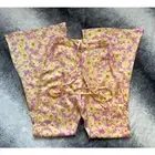 Bershka Flower Print Daisy Retro Flared Hippie Pants Pink Size Small NWT