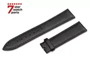 For ROLEX Watch BLACK Smooth Leather Flat Strap Band Buckle Clasp DateJust