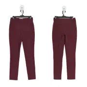 Reiss Women 4 Tyne Trousers Pants Bordeaux Berry Red Skinny High Rise Ankle