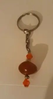 Handmade Orange Glass Bead & Crystal Keychain, Key Fob, Key Chain, Accessory