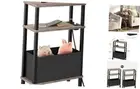 Small Narrow Side Table with Charging Station, Skinny End 1 Greige + Black
