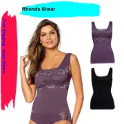 Rhonda Shear Lace-Overlay Tank with Shelf Bra 2-pack in Violet/Black 605-017, M