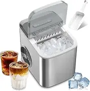 Portable Small Clear Ice Cube Maker,Ice Maker Machine with LED Touch Display Panel,2 Bullet Ice Sizes,Ice Ready in 6 Mins,12kg/26lb in 24h,for Kitchen/Party/bar