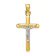 14K Two-Tone Hollow Crucifix Pendant