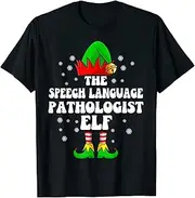 X.Style Speech Language Pathologist ELf Therapy Christmas Costume ds1056 T-Shirt (S) Black