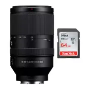 Sony FE 70-300mm f/4.5-5.6 G OSS E Mount Telephoto Zoom Lens and 64GB SD Card