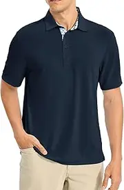 [TBMPOY] Men's Polo Shirts Short Sleeve 3-Button Golf Moisture Wicking Athletic Tennis T-Shirts Casual Collared Shirt