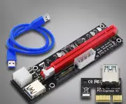 Mining Riser Bitcoin BTC PCI express 16x Slot 4pin 6PIN SATA 60cm 3.0 cable NEW