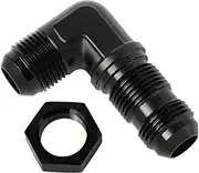 Podavelle 16AN Male Flare 90 Degree Bulkhead Fitting Adapter with 16AN Nut Aluminum Black