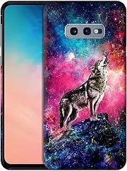 GlamCase for Samsung Galaxy S10e, Samsung Galaxy S10e Case - Wolf Galaxy Stars Space Design Printed Slim & Sleek Cute Plastic Hard Protective Designer Back Phone Case/Cover for Samsung S10e