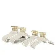 NEW 100 pc JOY MANGANO Huggable JM Velvet White Gold Tone Shirt Pant Hangers HSN