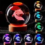 3D Axolotl Laser Engraved Crystal Ball Lamp Multi-coloured Night Light Send To Girlfriend Classmate Wife Children Creative Birthday Gift Glass Ball Living Room