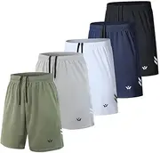 [fovdtaa] Pack of 5 Men's Sports Shorts Men's Sports Shorts with Pockets and Elastic Waistband, Quick Drying Workout Shorts for Men Running Trousers