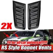 2X Universal ABS Car Hood Vents RS Style Bonnet Air Flow Vent Cover Glossy Black