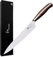 NAGOMI] 8.5 inch Premium Slicing Knife, Stainless Steel HRC58 Carving Knife for Slicing Roasts, Meats, Sashimi, Fruits and Vegetables | Black Stylish Gift Box