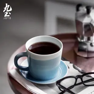 九土日式陶瓷簡約咖啡杯碟手工製拉花杯田園風下午茶單杯情侶對杯客製咖啡杯馬克杯牛奶杯麥片杯果凍杯奶酪杯甜品杯CFR0101