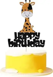 FmiyunEea giraffe Happy birthday cake topper -Theme animal birthday party cake decorations- Boys and Girls Cake topper