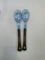 Brand New Plastic Salad Serve spoon set x 2 Blue colour set ✅