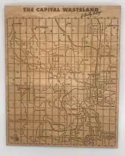 Engraved Map of Fallout 3 on Baltic Birch - The Capital Wasteland