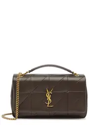 Saint Laurent Jamie Quilted Shoulder Bag, Leather Bag, Brown One Size