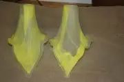 Signed Pair of Hand Made Mouth Blown Glass Tulip Shades Yellow