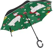 Double Layer Inverted Umbrella Cars Reverse Umbrella Lama Christmas New Year Windproof UV Proof Travel Outdoor Umbrella