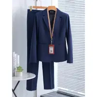 在飛比找ETMall東森購物網優惠-深藍色職業面試經理氣質西裝套裝