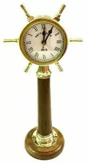 Nautical Ship Wheel Clock Antique Brass Vintage Maritime Home & Desk Clock Decor