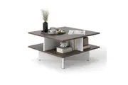 Costway 2-Tier Square Coffee Table Center Table Modern Farmhouse Accent Table w/Storage Shelf