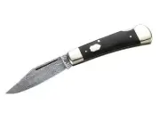 HARTKOPF GERMAN HANDMADE 300 LAYERS DAMASCUS POCKET FOLDING KNIFE / EBONY WOOD