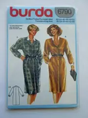 NEW Vintage BURDA Sewing Pattern Dress Button Down V-Neck Collar Modest 80s 6790