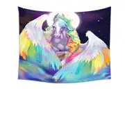 Colorful Rainbow Space Starlight Pegasus Tapestry