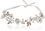 NEEWERS Bride Wedding Hair Vine Headband Gold Leaf Bridal Accessories for Women