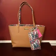 Betsey Johnson XO Vachetta Tote with Wristlet Beautiful Leopard Tropical Colors