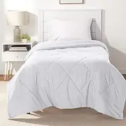 Amazon Basics Reversible, Lightweight Microfiber Comforter Blanket - Twin / Twin XL, White