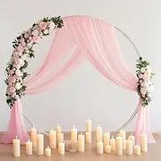 Wedding Arch Draping Fabric, 6.7 Yards Pink Sheer Curtains Wedding Decorations for Ceremony, Pink Chiffon Draping Fabric Backdrop 29" x 20ft