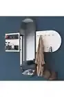 Modern Wall Mounted Mirror & Coat Rack – Stylish Entryway Organizer with Shelves