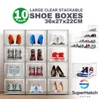 10X Sneaker Display Shoe Box Storage Large Clear Containers Stackable Organiser